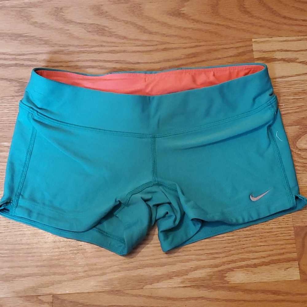 Teal and coral Nike dri fit shorts